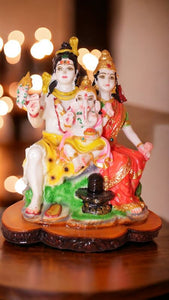 Shiv Parivar Shankar Parvati Ganesha Family Idol( 11cm x 8.5cm x 5.5cm) Mixcolor