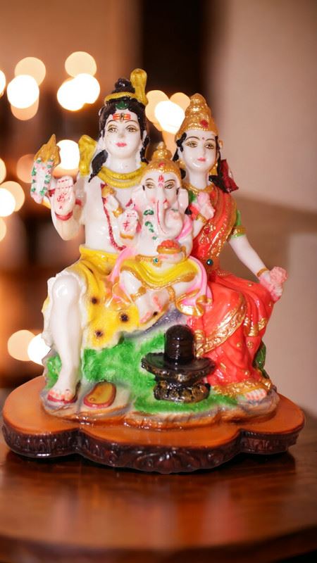 Shiv Parivar Shankar Parvati Ganesha Family Idol( 11cm x 8.5cm x 5.5cm) Mixcolor