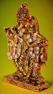Radha Krishna Idol Showpiece Murti Gifts Home Decor (2.5cm x 1.5cm x 0.5cm) Gold