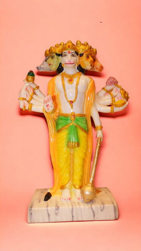 Lord Bahubali Hanuman Idol Bajrang Bali Murti (14cm x 9cm x 7cm) White