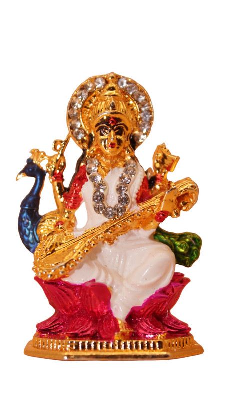 Goddess Saraswati Hindu Goddess of Knowledge & Music Gold