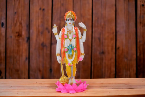 Lord Vishnu Ji Murti Vishnu Bhagwan Statue for Home Pooja Gift Office RoomOrangeOrange