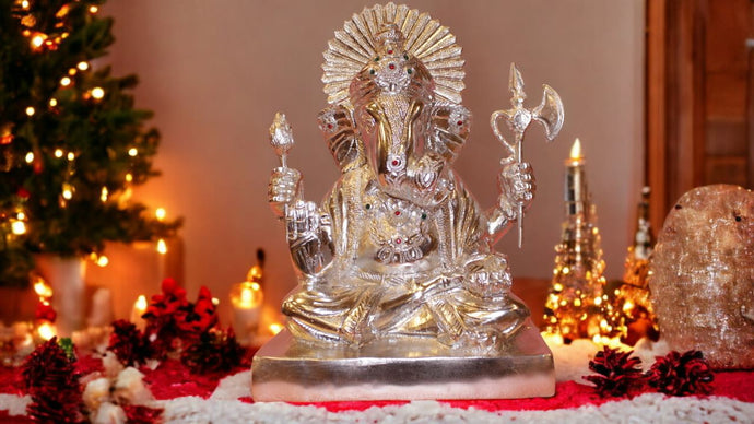 Ganesh Bhagwan Ganesha Statue Ganpati for Home Decor(9.5cm x 6cm x 4.5cm) Silver