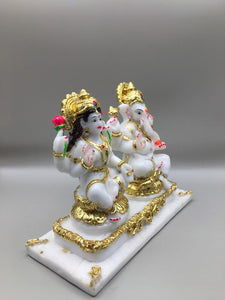 Laxmi Ganpati Hindu God Hindu God Ganesh and laxmi fiber idol White