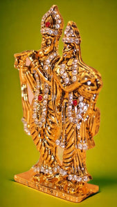 Radha Krishna Idol Showpiece Murti Gifts Home Decor ( 3cm x 1.8cm x 0.5cm) Gold