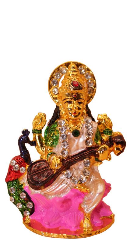 Goddess Saraswati Hindu Goddess of Knowledge & Music Gold