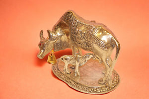 Cow with Calf Vastu,Positive Energy for Home offers Wealth,Prosperity Silver