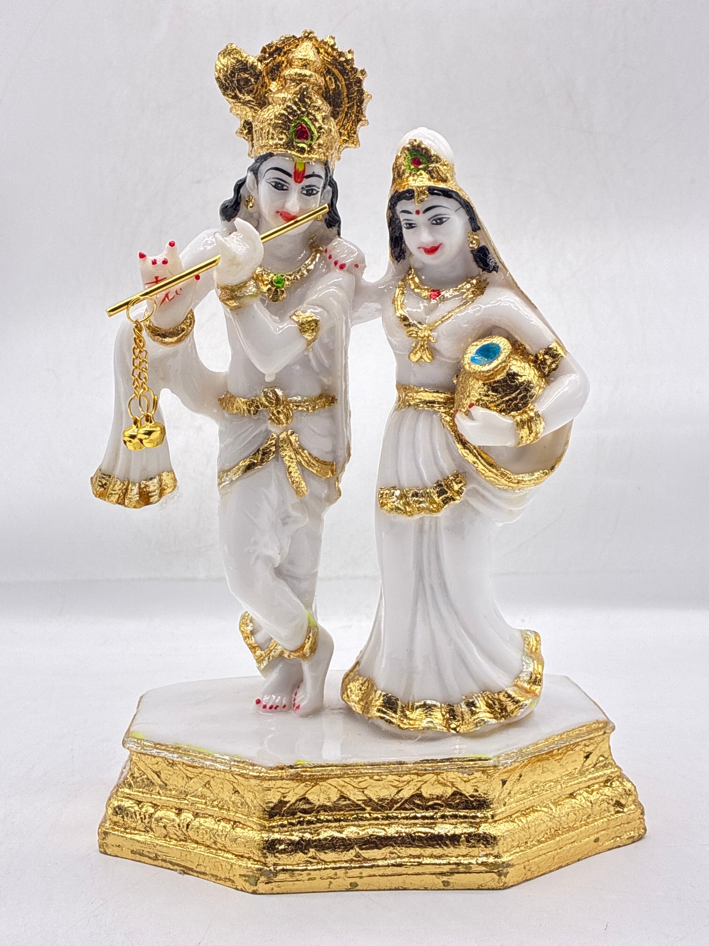 Radha Krishna Statue for Home Temple – Polyresin, 23cm