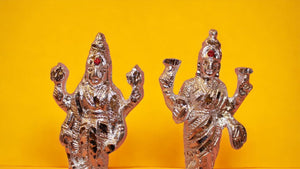 Lord Vishnu Laxmi Sculpture Decorative (5cm x 4.5cm x 2cm) Silver