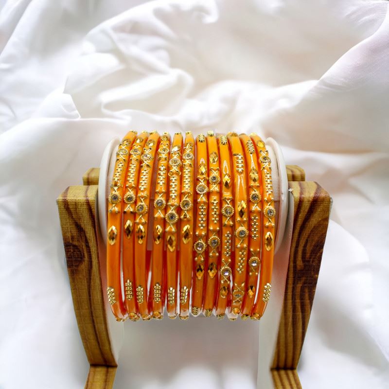 Indian glass bangles set of 12 - Melon Yellow