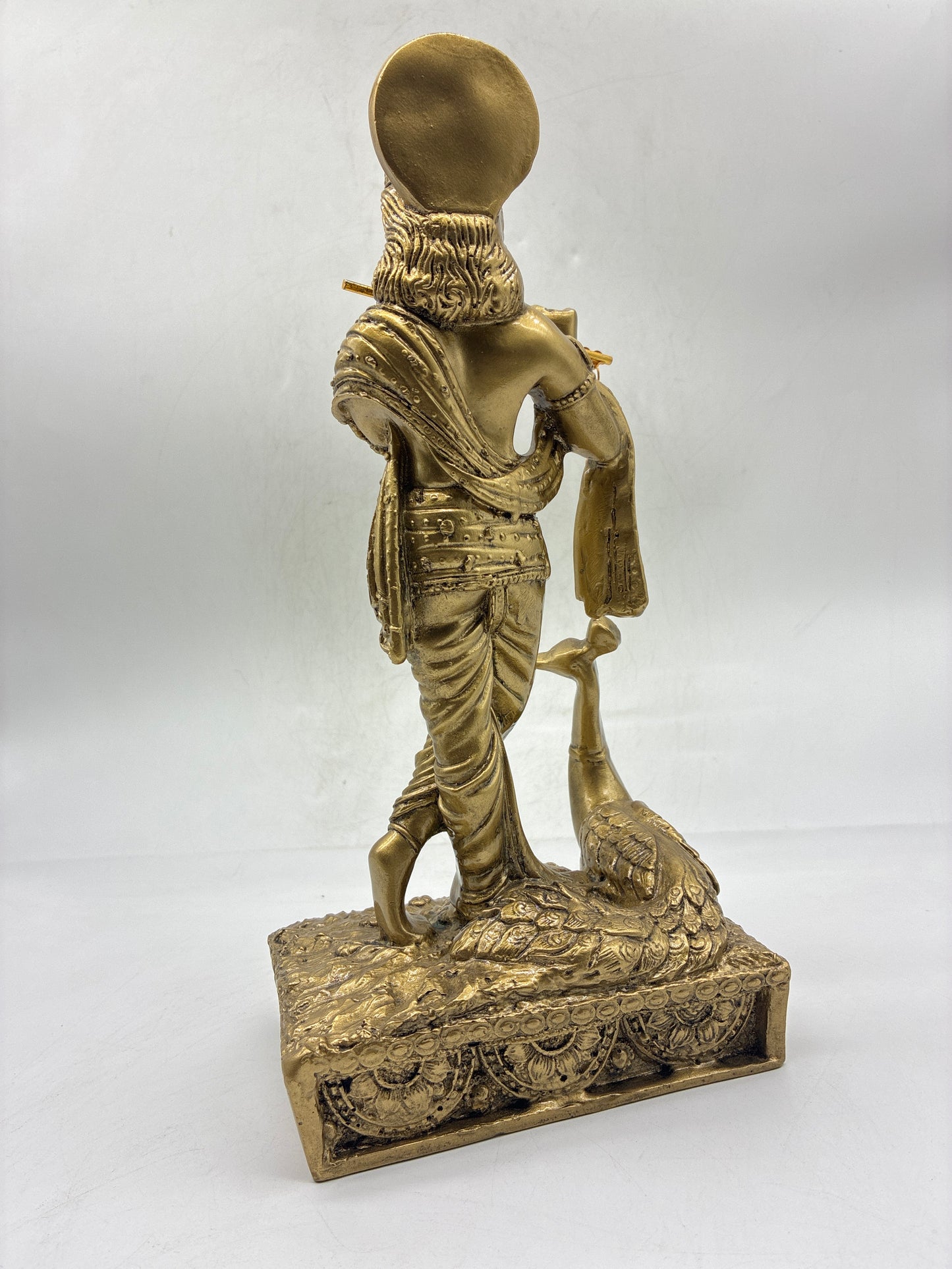 Lord Krishna Statue for Home Temple – Gold Resin, 30cm
