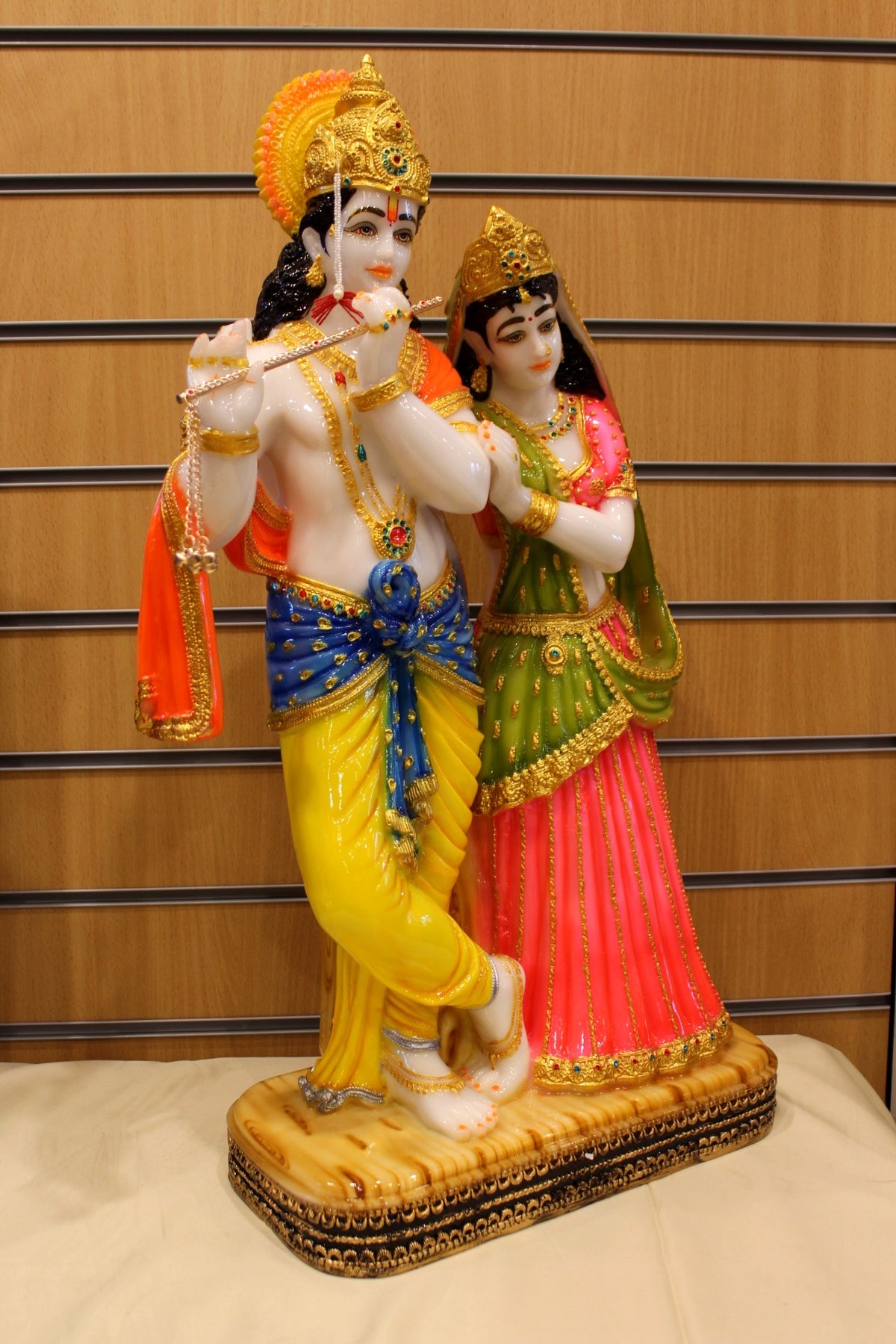 Resin/Fibre Radha Krishna Statue for Home Temple – Hand-Painted Standing Pair, 26 inch