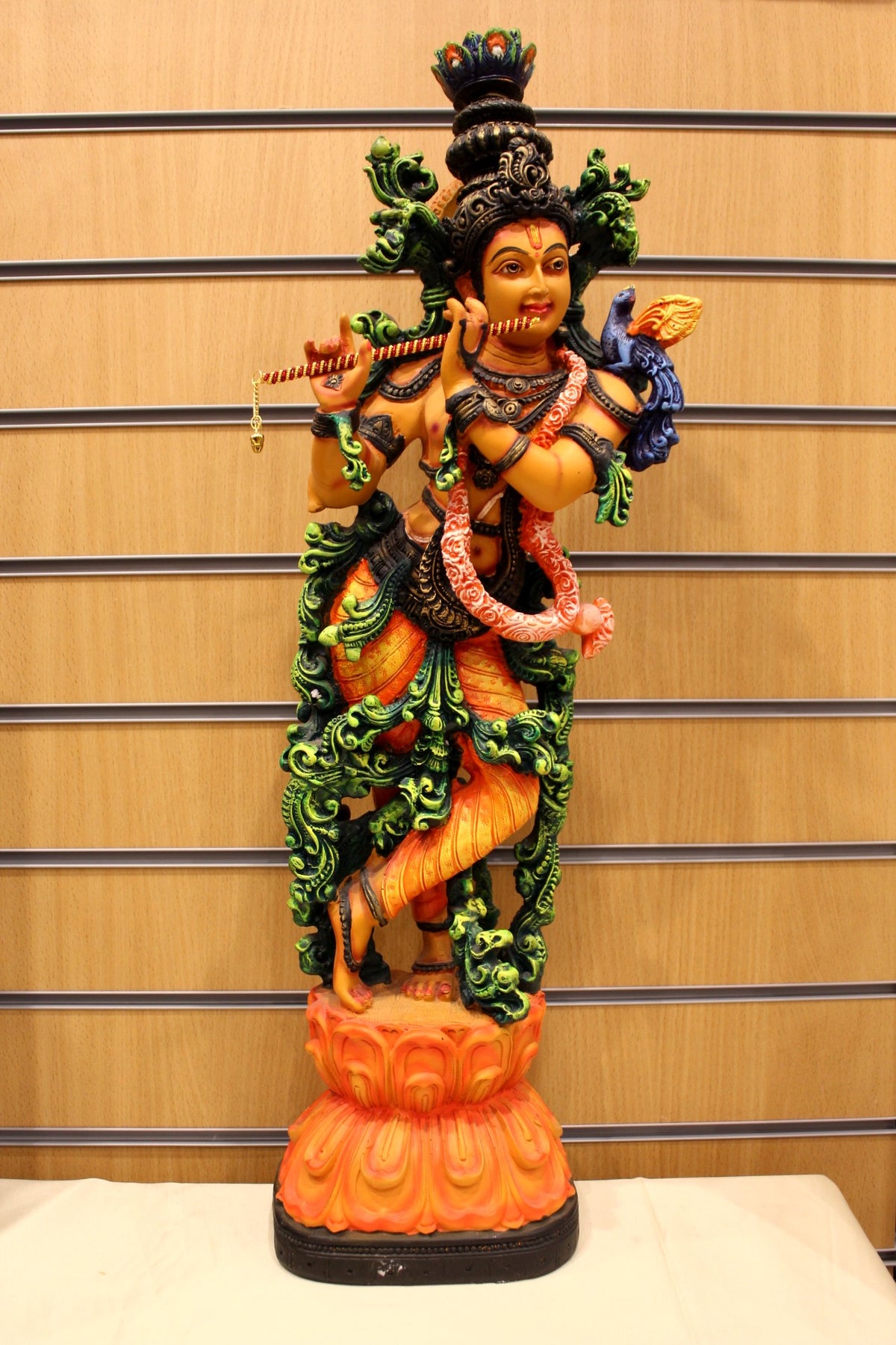 Resin/Fibre Krishna Statue for Home Temple – Hand-Painted Flute Pose, 28 inch