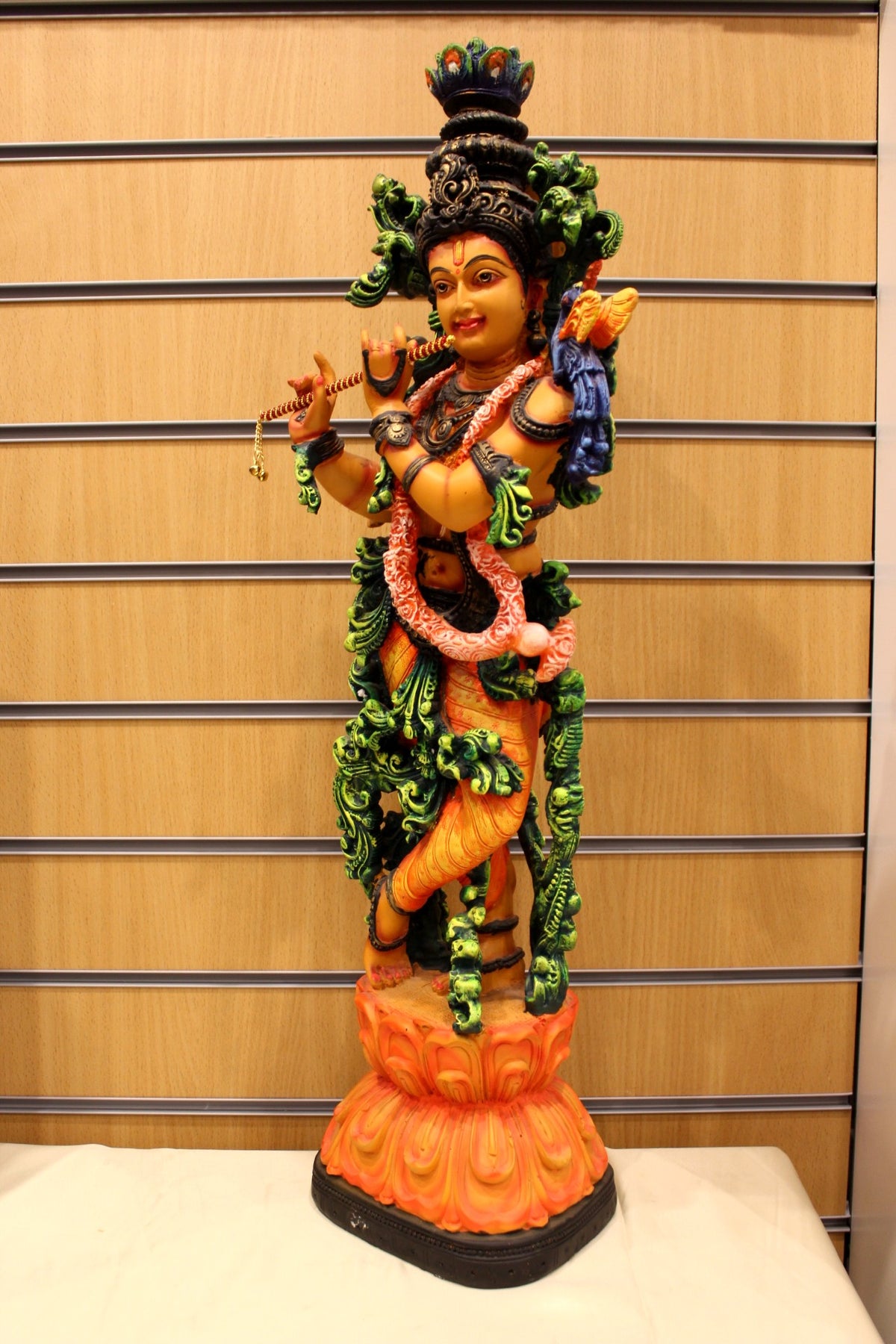 Resin/Fibre Krishna Statue for Home Temple – Hand-Painted Flute Pose, 28 inch