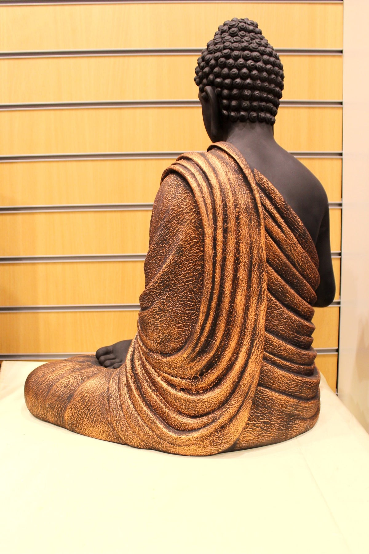 Resin/Fibre Buddha Statue for Home Temple – Charcoal & Copper Finish, 24 inch