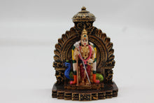 Load image into Gallery viewer, Standing Lord Murugan Idol with Peacock – Temple Arch Base - Red - front view