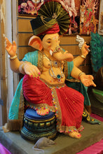 Load image into Gallery viewer, POP Ganesh Visarjan Idol Teal and Scarlet Red 3ft - side view
