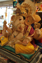 Load image into Gallery viewer, POP Ganesh Visarjan Idol Golden Yellow and Maroon 3.5ft - detail view