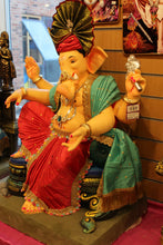 Load image into Gallery viewer, POP Ganesh Visarjan Idol Teal and Scarlet Red 3ft - with price tag