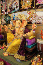 Load image into Gallery viewer, POP Ganesh Visarjan Idol Purple and Gold 3.5ft - with price tag
