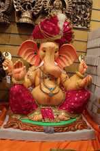Load image into Gallery viewer, Eco-Friendly Ganesh Idol - Maroon-Pink Safa, front view