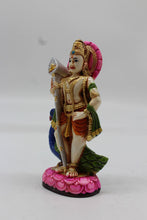Load image into Gallery viewer, Standing Lord Murugan Idol with Peacock – Pink Lotus Base - Pink - angled view