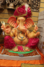 Load image into Gallery viewer, Eco-Friendly Ganesh Idol - Maroon-Pink Safa, close-up