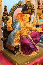 Load image into Gallery viewer, POP Ganesh Visarjan Idol Powder Blue and Maroon 3.5ft - front view