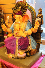 Load image into Gallery viewer, POP Ganesh Visarjan Idol Powder Blue and Maroon 3.5ft - side view