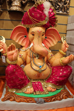 Load image into Gallery viewer, Eco-Friendly Ganesh Idol - Maroon-Pink Safa, full figure