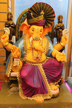 Load image into Gallery viewer, POP Ganesh Visarjan Idol Powder Blue and Maroon 3.5ft - detail view