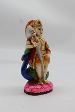 Load image into Gallery viewer, Standing Lord Murugan Idol with Peacock – Pink Lotus Base - Orange - side view