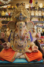 Load image into Gallery viewer, POP Ganesh Visarjan idol, Purple and Orange variant, front view