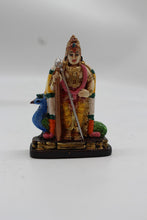 Load image into Gallery viewer, Standing Lord Murugan Idol with Peacock – Golden Pillar Base - Yellow - front view