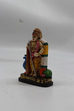 Load image into Gallery viewer, Standing Lord Murugan Idol with Peacock – Golden Pillar Base - Yellow - angled view