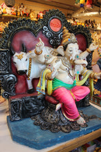 Load image into Gallery viewer, POP Ganesh Visarjan Idol Royal Throne with Cow Pink and Green 3ft - side view