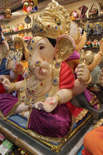 Load image into Gallery viewer, POP Ganesh Visarjan idol, Red and Magenta variant, side view