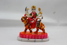 Load image into Gallery viewer, POP Ganesh Visarjan idol, Blue Pagdi and Red Sequin variant, close-up
