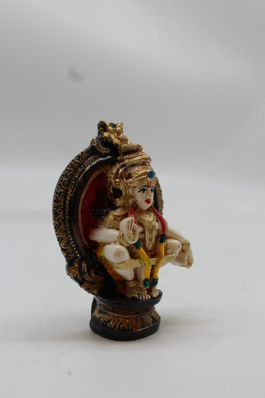 Lord Ayyappa Swamy Wall Medallion Plaque - Red - side view