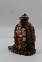 Load image into Gallery viewer, Standing Lord Murugan Idol with Peacock – Temple Arch Base - Orange - angled view