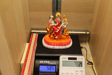 Load image into Gallery viewer, POP Ganesh Visarjan idol, dancing pose with floral peacock backdrop, side view