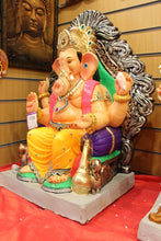 Load image into Gallery viewer, Eco-Friendly Ganesh Idol - Silver Throne Crown, close-up