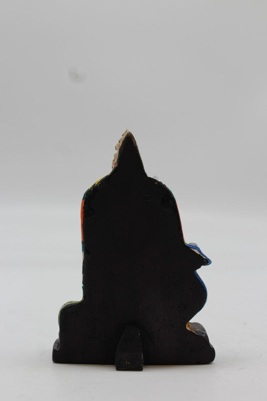 Standing Lord Murugan Idol with Peacock – Golden Pillar Base - Red - back view