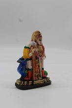 Load image into Gallery viewer, Standing Lord Murugan Idol with Peacock – Golden Pillar Base - Orange - side view