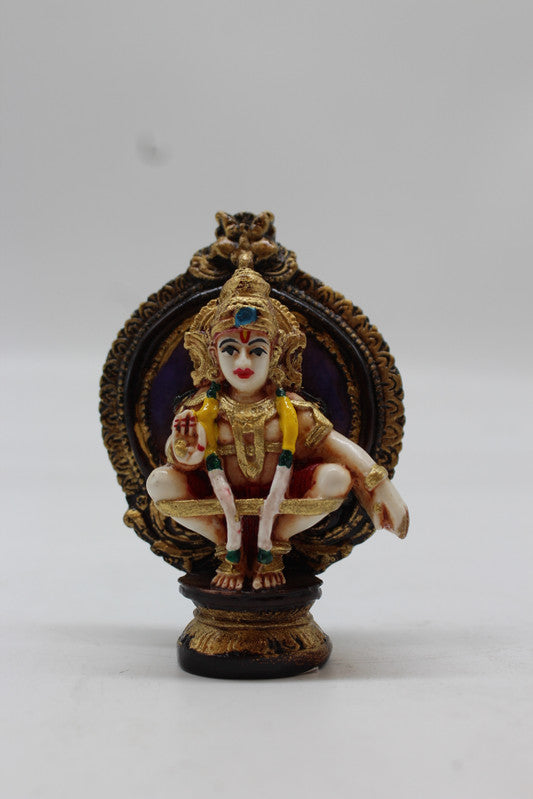 Lord Ayyappa Swamy Wall Medallion Plaque - Purple - front view