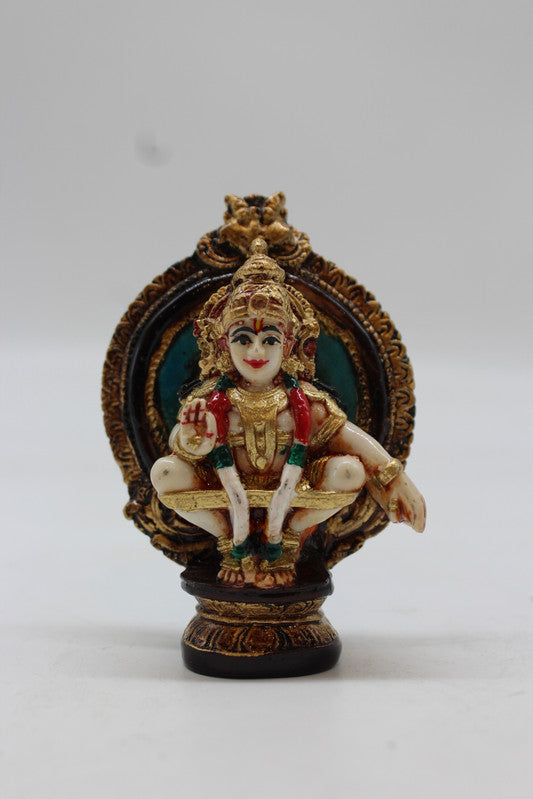 Lord Ayyappa Swamy Wall Medallion Plaque - Teal - front view