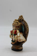 Load image into Gallery viewer, Lord Ayyappa Swamy Wall Medallion Plaque - Teal - angled view
