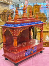 Load image into Gallery viewer, Hand-Painted Maroon red Wooden Mandir - A108