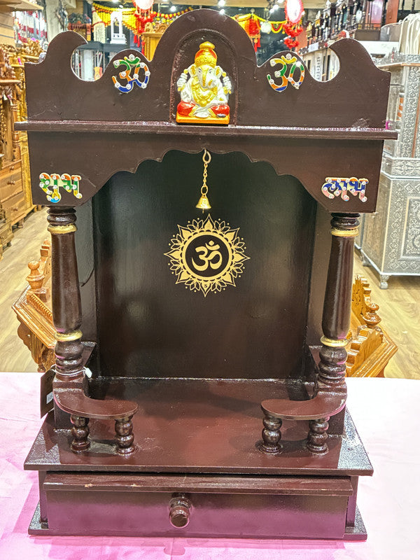 Brown Wooden Mandir – Traditional, 57cm (A115)