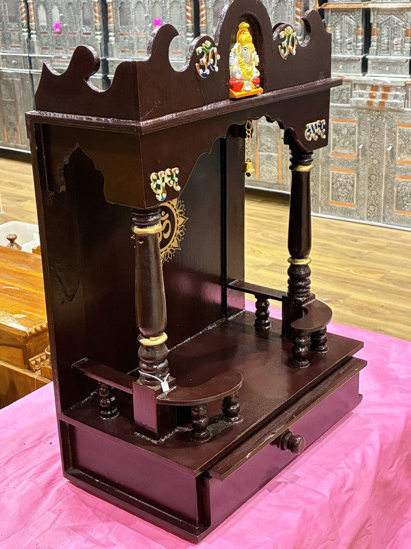 Brown Wooden Mandir – Traditional, 57cm (A115)